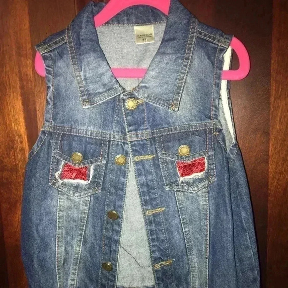 DENIM VEST WITH SEQUINS OWL SIZE S/M - Picture 1 of 8